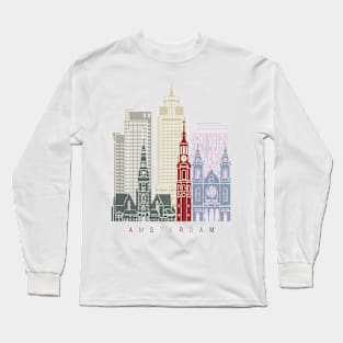 Amsterdam V2 skyline poster Long Sleeve T-Shirt